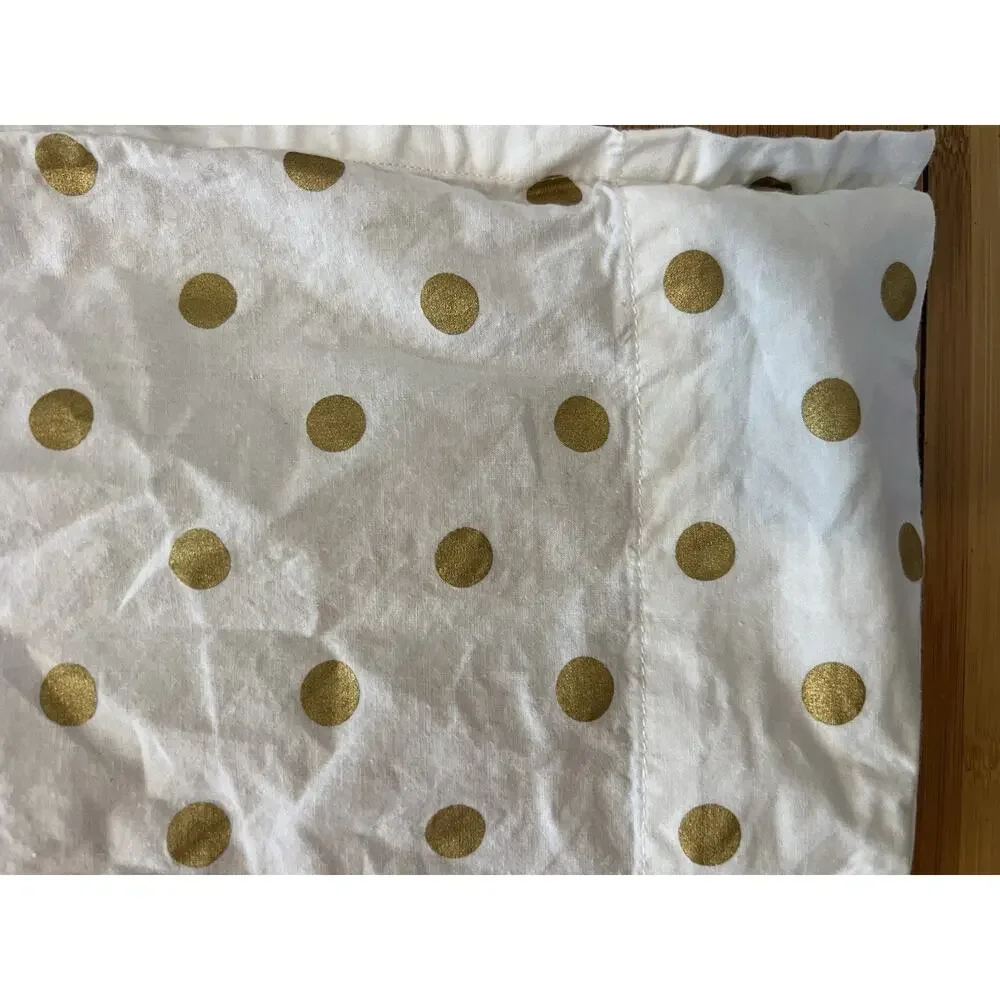 Pottery Barn Teen Emily & Meritt Gold Metallic Dottie Twin Flat Sheet Cotton